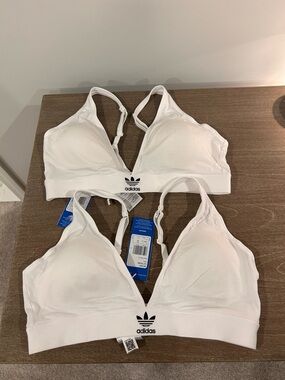 2 Adidas Women’s BNWT White Uni Tria Bras -  Size L